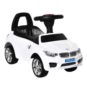 image of Reiten Ride On Sliding Car with Horn, Music, Working Lights & Storage - White