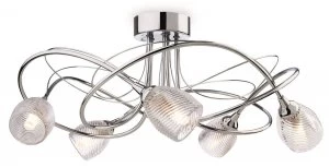 image of 5 Light Flush Light Chrome, Clear Decorative Glass, G9