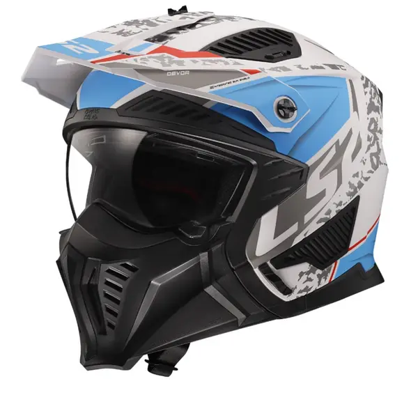 Image of LS2 OF606 Drifter Devor Matt White Blue 06 Multi Helmet Size M