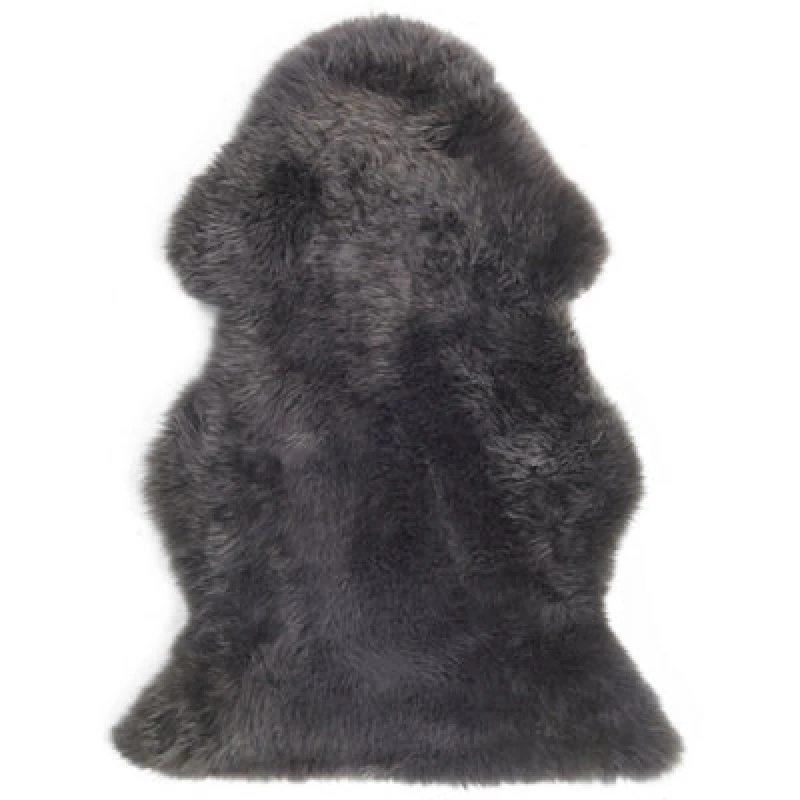 Image of Beliani Sheepskin Rug Uluru Dark Grey 65 X 110 Cm