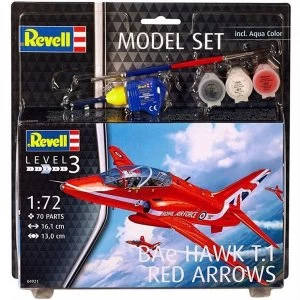 image of Red Arrow BA Hawk T.1 (Aircraft) Revell 1:72 Level 3 Model Set