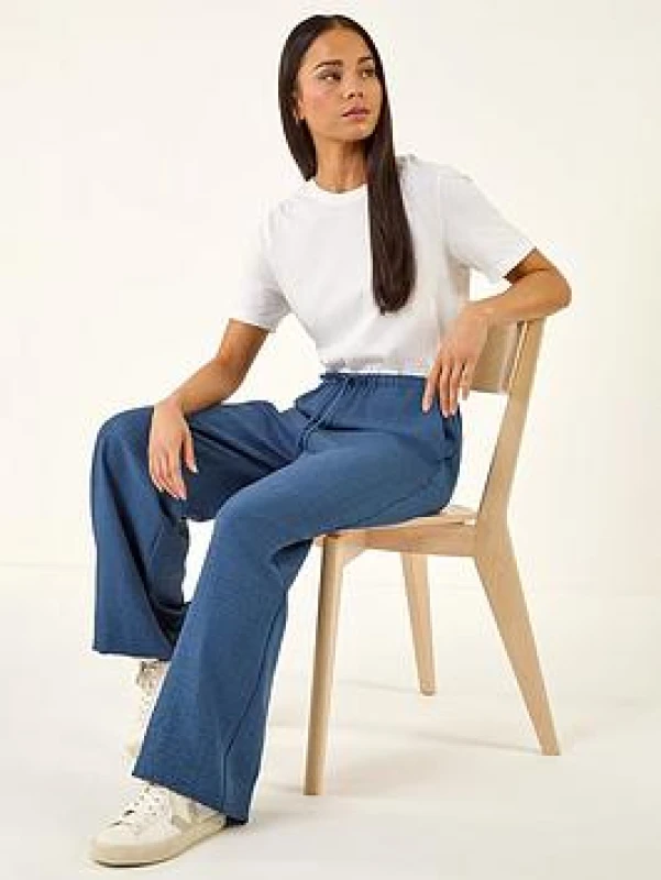 Image of Roman Womens Petite Pull On Woven Trouser in Indigo Size: 12 Indigo Female 12