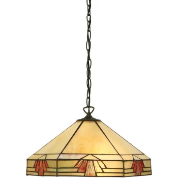 Image of Interiors 1900 Lighting - Interiors Nevada - 1 Light Medium Ceiling Pendant Dark Bronze, Tiffany glass, E27