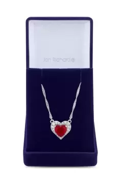 image of Rhodium Plated Cubic Zirconia Heart Necklace - Gift Boxed