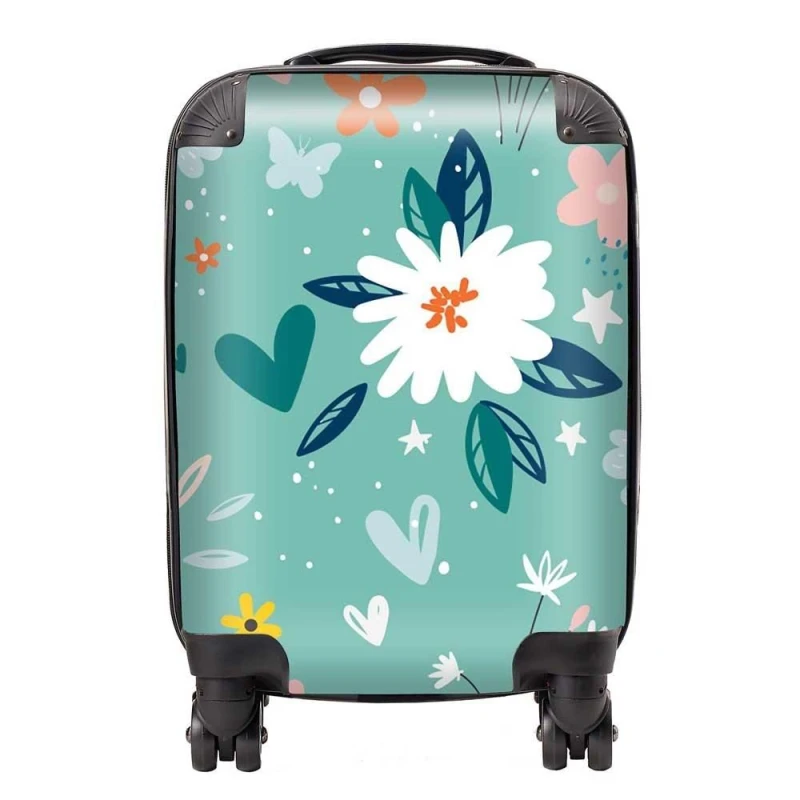 Image of Warren Reed - Designer Garden Summer Flowers Suitcase in Blue Size: Large Blue Unisex Large