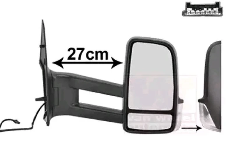 Image of VAN WEZEL 5862824 Wing mirror * HAGUS * Right, black, Long mirror arm, Rough Outside Mirror (50)