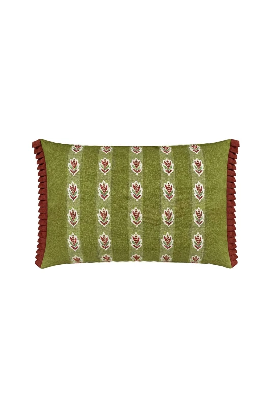 Image of Sanderson Sanderson 'Arils Garden' Cotton Cushion in Olive Size: 40cm x 60cm Olive 40cm x 60cm Unisex 5016709704281
