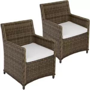 image of 2x Rattan chair Saint Tropez - outdoor seating, garden seating, rattan chair - brown/white