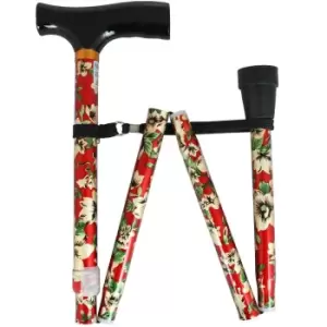 NRS Healthcare Folding Walking Sticks - Red Floral