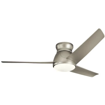 image of Kichler Eris 3 Blade 152cm Ceiling Fan with LED Light Brushed Nickel IP44 Remote Control - Elstead