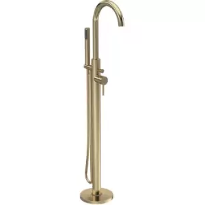 image of Hudson Reed Tec Single Lever Elite Mono Bath Shower Mixer Tap Freestanding - Brushed Brass