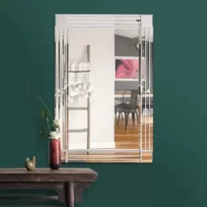 image of MirrorOutlet Milton All Glass Bevelled Square Corner Wall Mirror 100 X 70 Cm