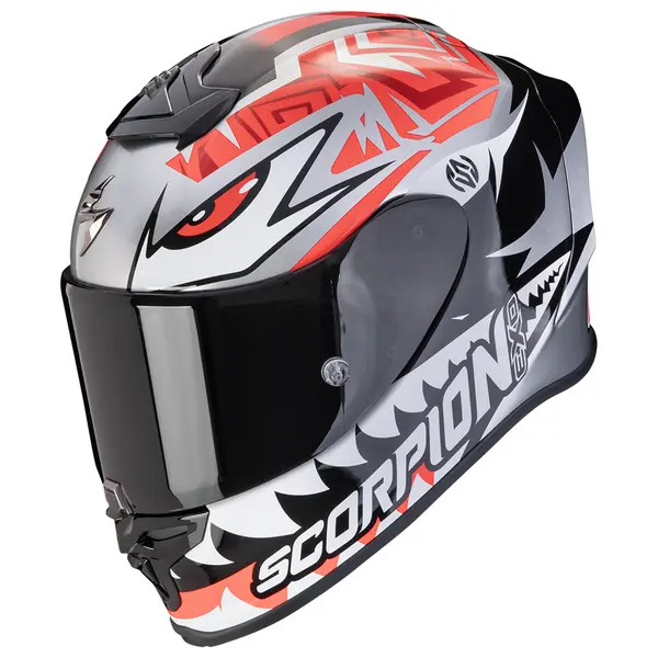 image of Scorpion EXO-R1 Evo Air Zaccone Silver Black Red Full Face Helmet XL