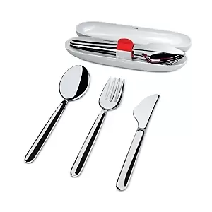 image of Alessi Food a Porter 3 Piece Cutlery Set with Case