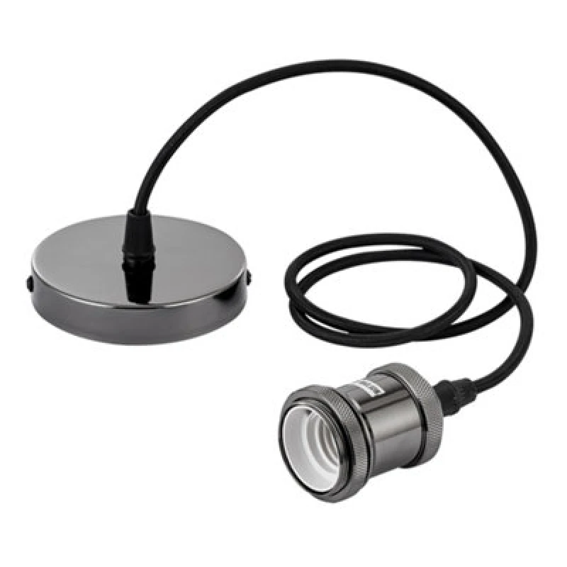 Image of Innoteck Essentials Ceiling E27 Lamp Holder Light Fitting - Black