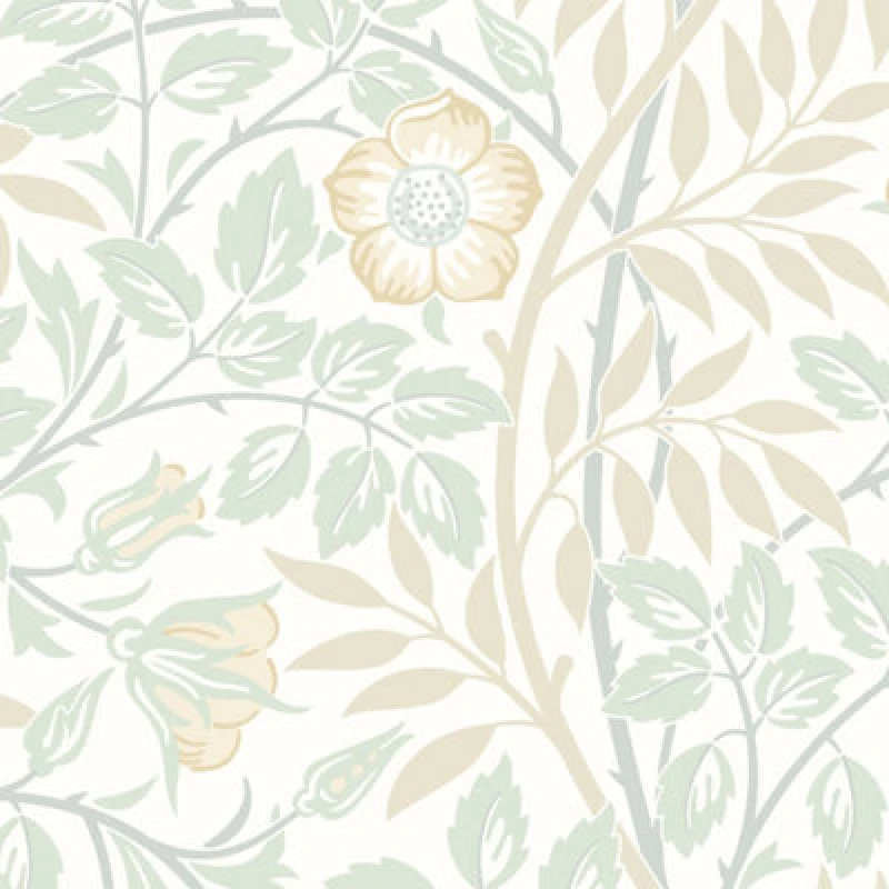 Image of Hoopla Walls Rosehip Trail Soft Mint Smooth Matt Wallpaper