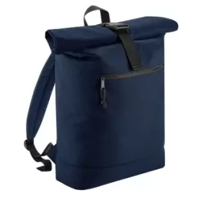 image of Bagbase Roll Top Recycled Backpack (One Size) (Navy Blue)