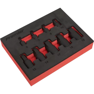 Image of Sealey 9 Piece 1/4" & 3/8" Drive Low Profile Impact Hex Socket Bit Set Combination