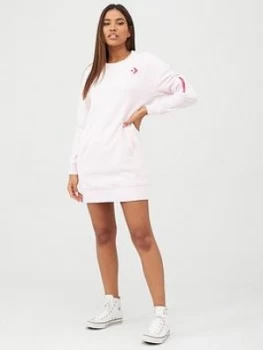 image of Converse Blocked Fleece Sweatshirt Dress - Pink, Size L, Women