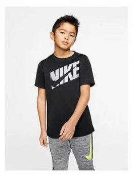 image of Nike Boys Performance T-Shirt - Black/Grey Size M 10-12 Years