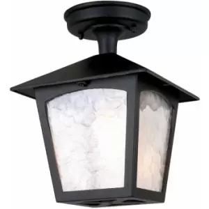 Image of IP23 1 Bulb Semi Flush Light Black LED E27 100W Bulb Outside External