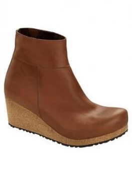 Image of Birkenstock Ebba Leather Wedge Ankle Boot - Cognac, Cognac, Size 7, Women