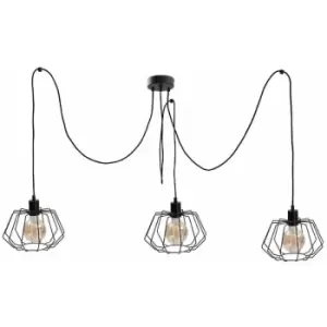 Keter Luna Cluster Pendant Ceiling Light Black, 3x E27