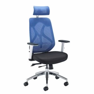Image of Maldini Designer High Back Mesh Task Office Chair, Blue