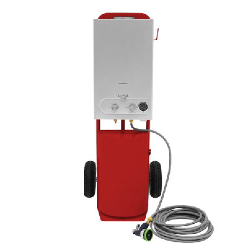 Image of Monstershop 18L Portable Horse Shower Instant Gas Hot Water Heater LPG Boiler & Trolley Red Red