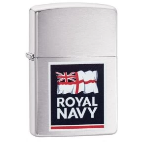 Image of Zippo Royal Navy Logo Brushed Chrome Finish Windproof Lighter