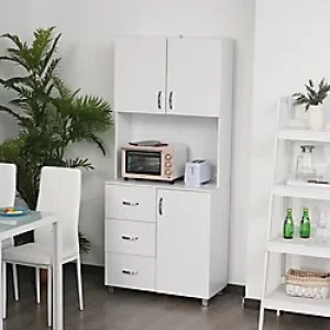 Image of Homcom Tall Kitchen Storage Wooden Cabinet with Open Space