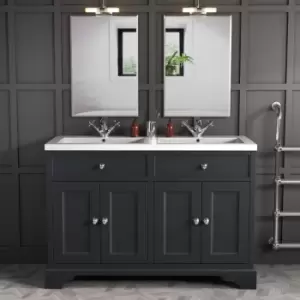 image of 1200mm Grey Freestanding Double Vanity Unit with Sink - Burford