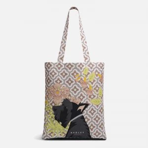 Image of Radley Womens Deco Floral Vintage Radley Medium Tote Bag - Natural