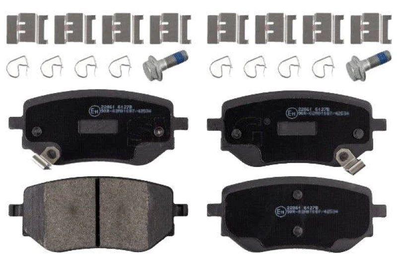 Image of SWAG 33 10 7614 Brake pad set Rear Axle, with acoustic wear warning, with fastening/mounting material, with fastening material Brake Pad Set,disc bra