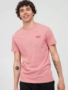 Image of Superdry Embroidered Logo T-Shirt - Red, Red Size M Men