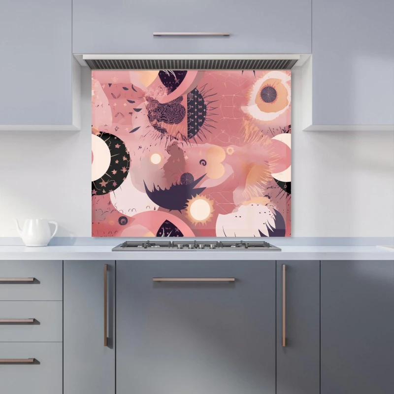 Image of Warren Reed - Designer Abstract Red Pink Pattern Kitchen Splashback Size: 700mm x 650mm Pink Unisex 700mm x 650mm