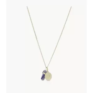 Image of Fossil Womens Georgia Power Of Crystals Jade Pendant Necklace - Gold