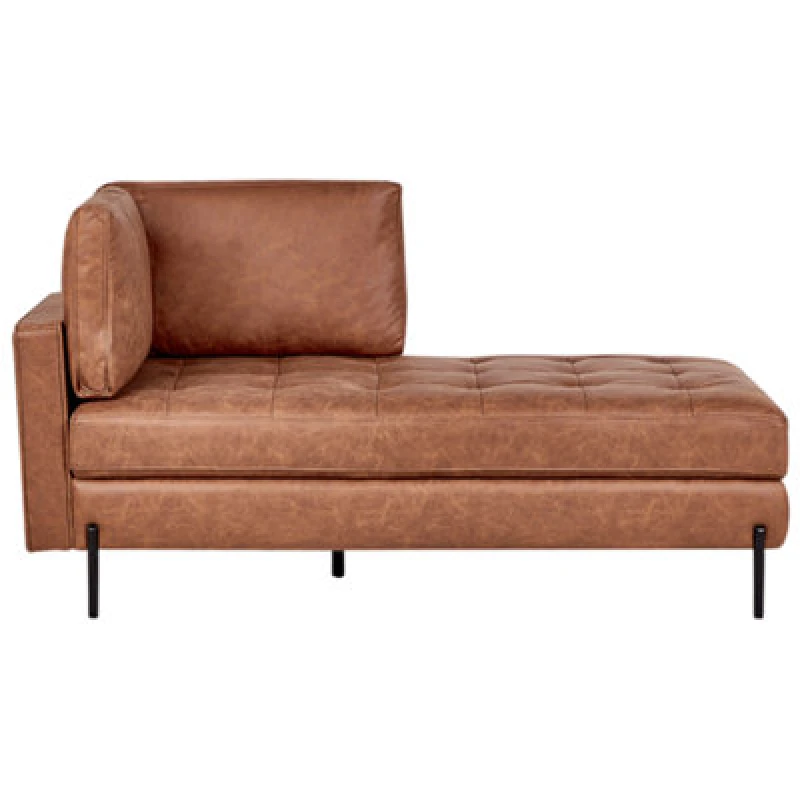 Image of Beliani Left-Hand Chaise Lounge Rebais Faux Leather Golden Brown