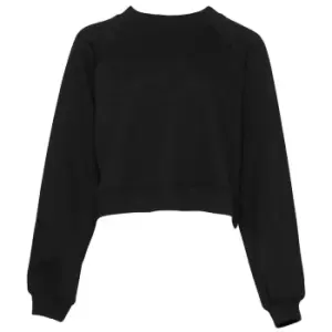 Image of Bella + Canvas Womens/Ladies Raglan Crop Sweatshirt (XXL) (Black)