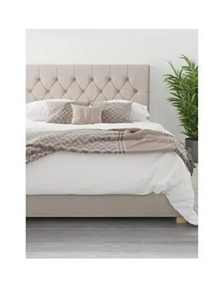 Image of Aspire Olivier Linen Ottoman Storage Bed Frame Natural U4A7U Unisex Super King