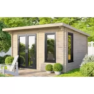 Image of Power Sheds 12 x 10ft Left Hand Door Pent Notched Logs Log Cabin