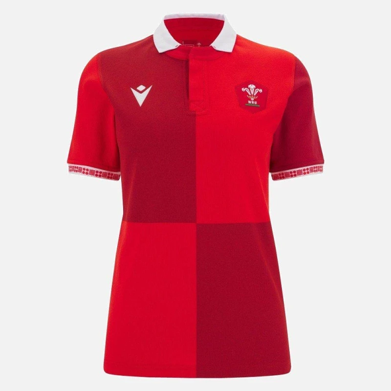 Image of Macron Wales Rugby Home Polo Shirt 2025 Womens Red female 10 (S)