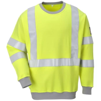 Image of Portwest FR72YERXXL - sz 2XL Flame Resistant Anti-Static Hi-Vis Sweatshirt - Yellow
