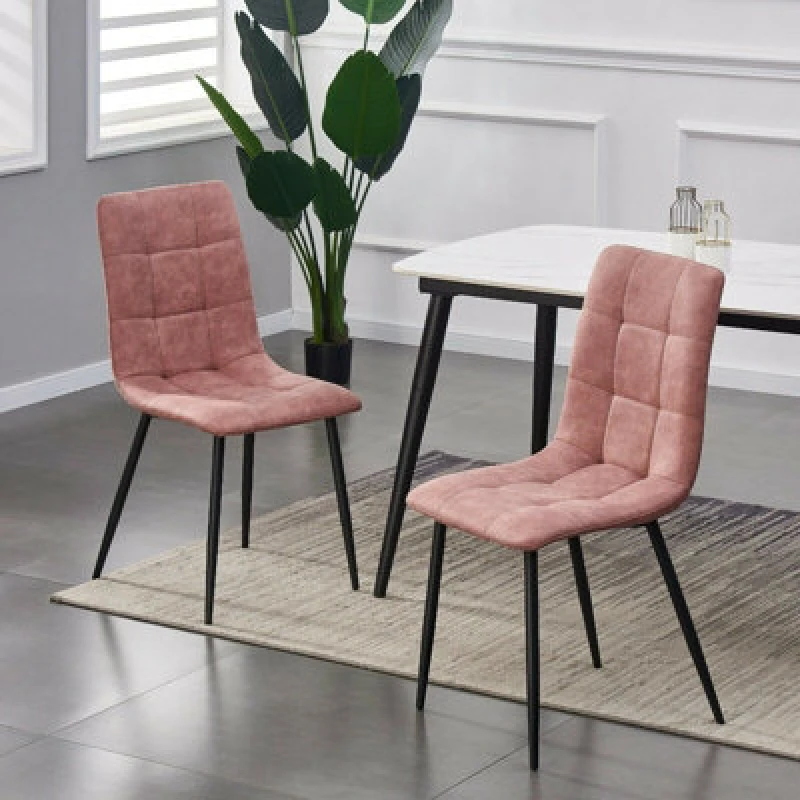 Image of MCC Direct Set of 2 Faux Suede Leather Dining Chairs Henri Dusty Pink
