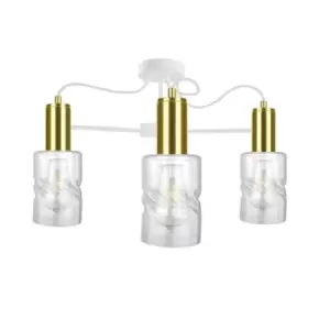 Image of Inger Multi Arm Semi Flush Ceiling Light White, Gold, 60cm, 3x E27