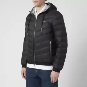 image of Armani Exchange Mens Double Face Coated Down Jacket - Black/Grey Melange - L