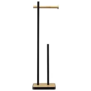 Image of Croydex Toilet Roll Holder - Black & Bamboo