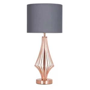 Jaspa Copper Table Lamp with Grey Shade