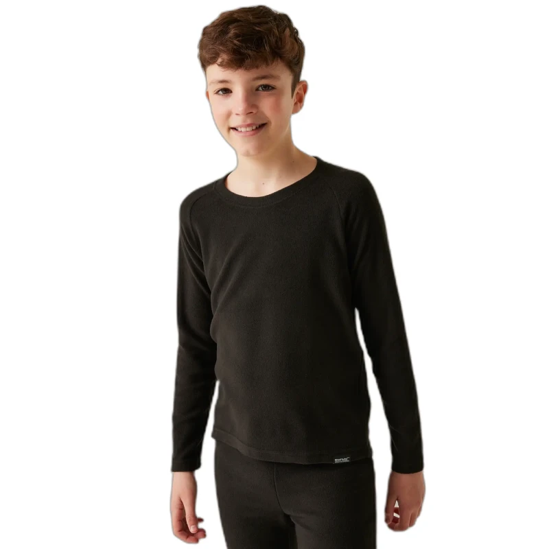 Image of Regatta Boys Thermal Fleece Baselayer Top 13 Years - Chest 79-83cm (Height 153-158cm) Black RKU021B-800-13