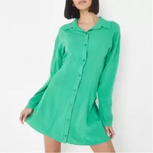 Missguided Linen Look Shirt Dress - Green